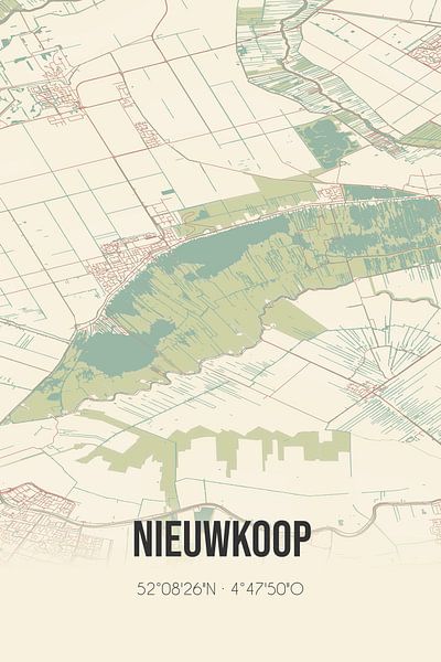 Vieille carte de Nieuwkoop (Hollande méridionale) par Affiches de lieux