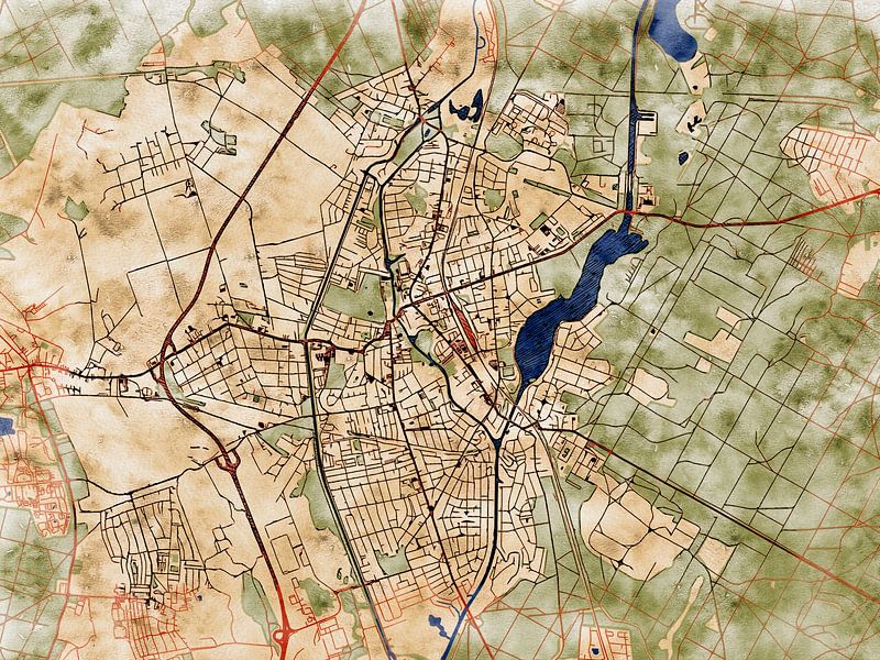 Map of Oranienburg with the style 'Serene Summer' by Maporia