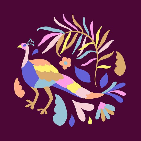 Paon sur Magenta Modern par Mad Dog Art