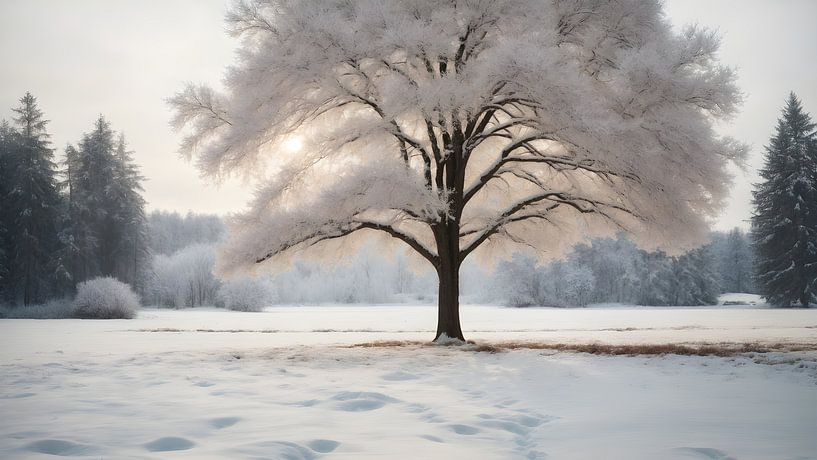 Arbre enneigé dans la forêt par Anton de Zeeuw
