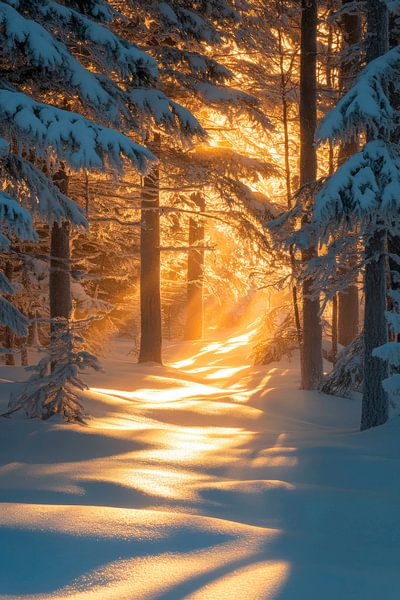 Winterwald Lichtspiel von Poster Art Shop