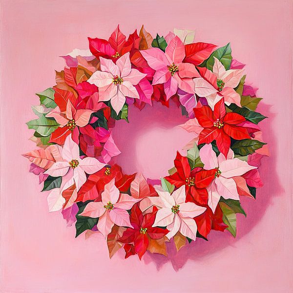 Poinsettias | Christmas wreath by Wonderful Art