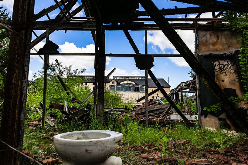 Ungewöhnliche Relikte – Ein einsames Klo inmitten der Brandruine von InfiniteArtLabs