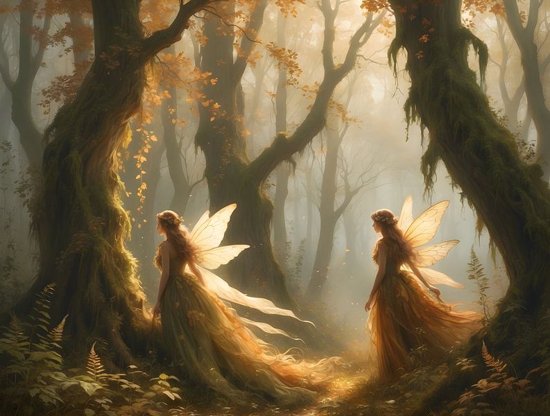 Faded Forest Fairies - Autumn magic in Mist by Manuela Dekkers