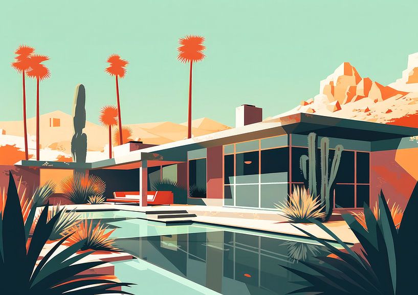 Bungalow Arizona USA 1950s by Vlindertuin-Art