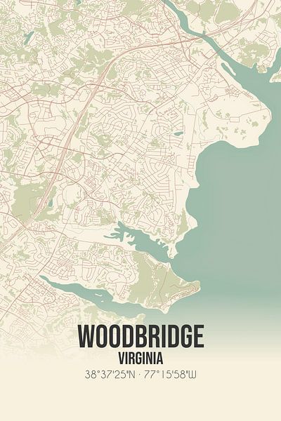 Carte ancienne de Woodbridge (Virginie), USA. par Affiches de lieux