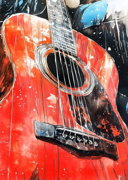 Red Guitar music art #guitar by JBJart Justyna Jaszke