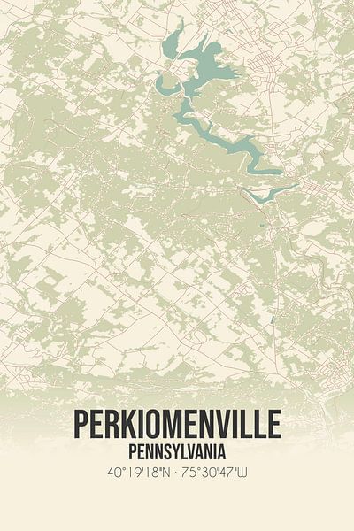 Carte ancienne de Perkiomenville (Pennsylvanie), USA. par Affiches de lieux