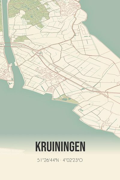 Vieille carte de Kruiningen (Zélande) par Affiches de lieux