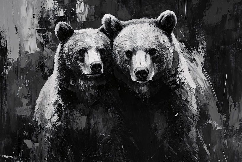 Bears in black and white painting by Imperial Art House