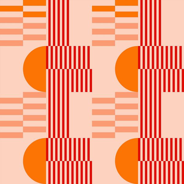 Funky retro geometrisch 9_1. Moderne abstracte kunst in heldere kleuren. van Dina Dankers