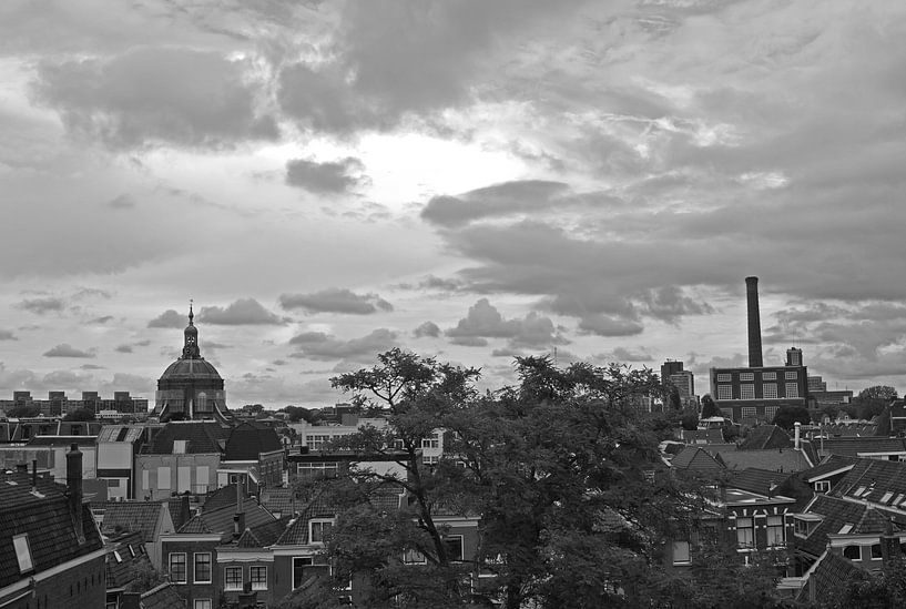 View from the Castle in Leiden in black and white by Simone Meijer