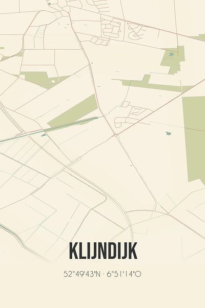 Alte Landkarte von Klijndijk (Drenthe) von Ortsdrucke