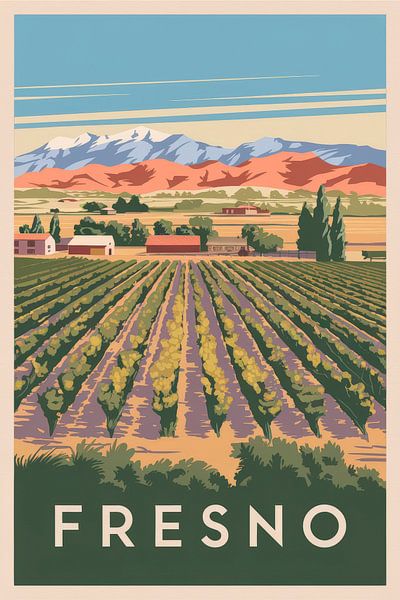 Affiche de voyage vintage de Fresno par Poster Art Shop