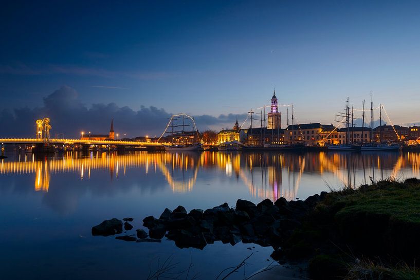 Kampen skyline at the river IJssel after sunset by Sjoerd van der Wal Photography