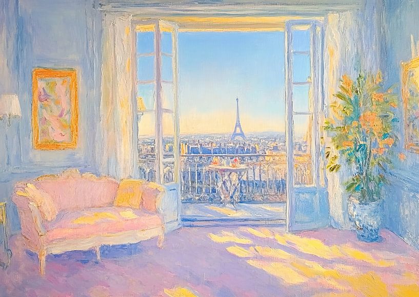 Ansichten Paris | Pink Bank von Blickfänger Gemälde