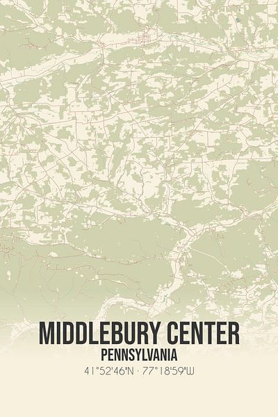 Alte Karte von Middlebury Centre (Pennsylvania), USA. von Ortsdrucke