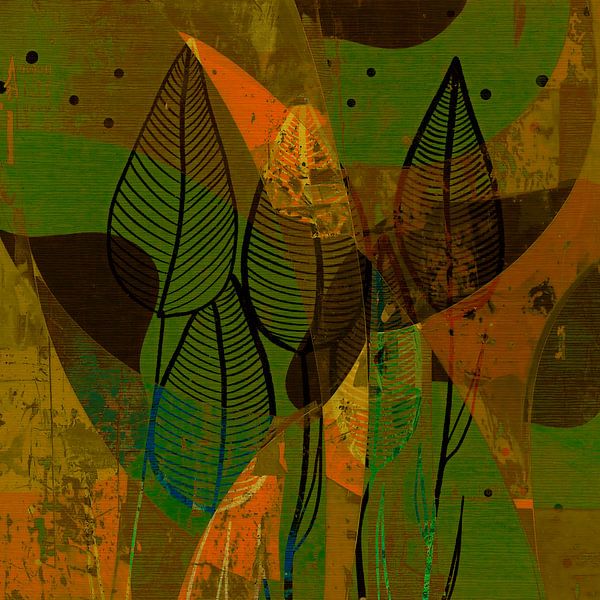 Art mixte botanique : Automne abstrait par Studio Pieternel