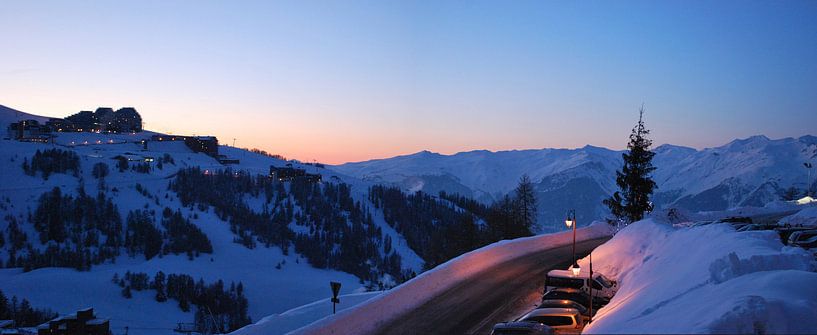 Sunset on winter sports at La Plagne - Savoie, France by Be More Outdoor