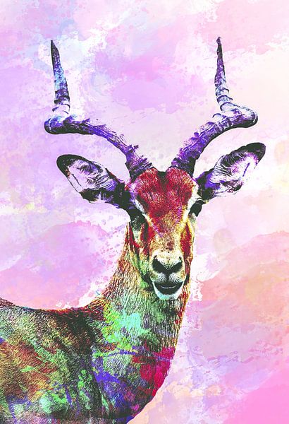 Gazelles Abstract in Pink Colours by Art By Dominic