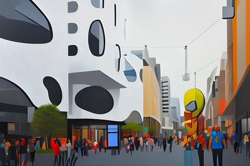 The Hague city centre as a photo painting by Marianne van der Zee