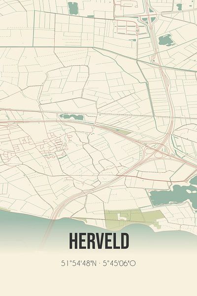 Alte Landkarte von Herveld (Gelderland) von Ortsdrucke