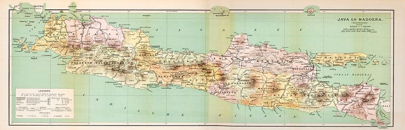 Vintage kaart Java en Madura van Studio Wunderkammer