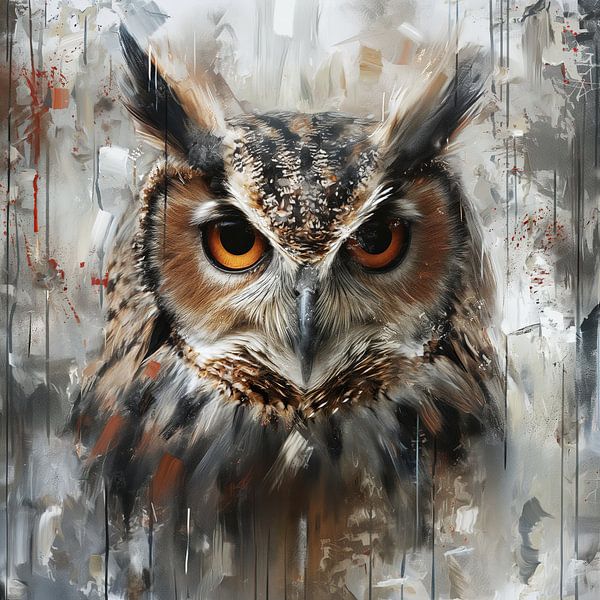 Portrait abstrait d'un hibou par Mel Digital Art