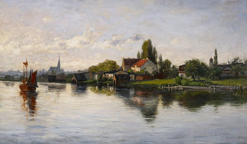 T C. Steele (Amerikaner, 1847-1926)~Dorf Schliersee, Hochland von finemasterpiece