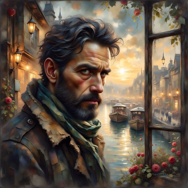 Eine Reise in die Vergangenheit - Riverside Reverie in der Abenddämmerung von Johannas Art Creations