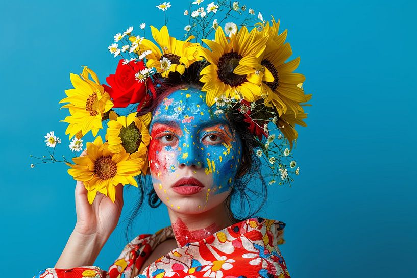 Frauenporträt mit Blumen von Egon Zitter