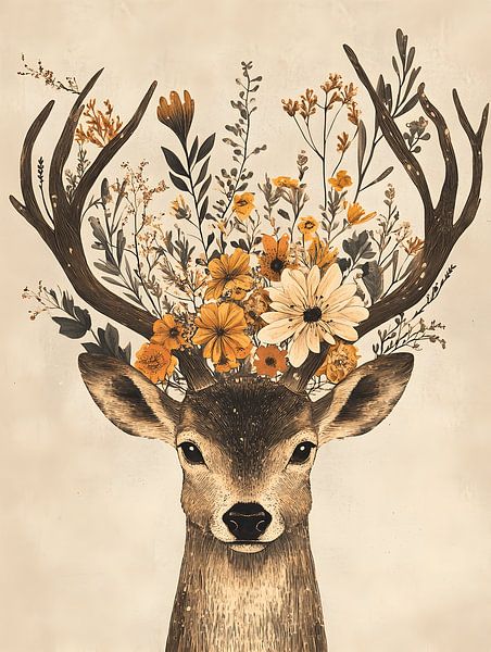 Floral Deer by Gypsy Galleria