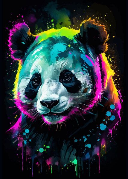 Riesiger Panda Aquarell Neon von MIROKKU