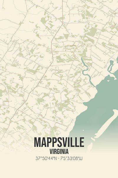 Carte ancienne de Mappsville (Virginie), USA. par Affiches de lieux