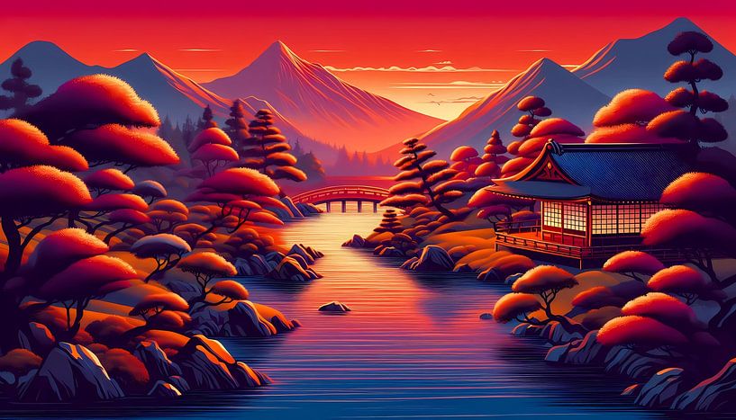 Japanischer Garten und Berge von Tatjana Korneeva