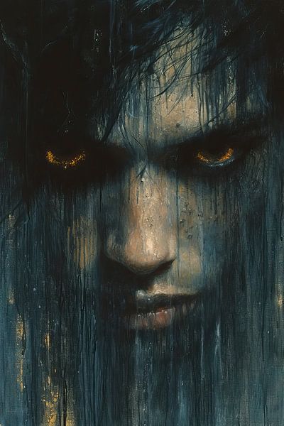 Glitzernder Blick inmitten der Dunkelheit von Kunst Laune