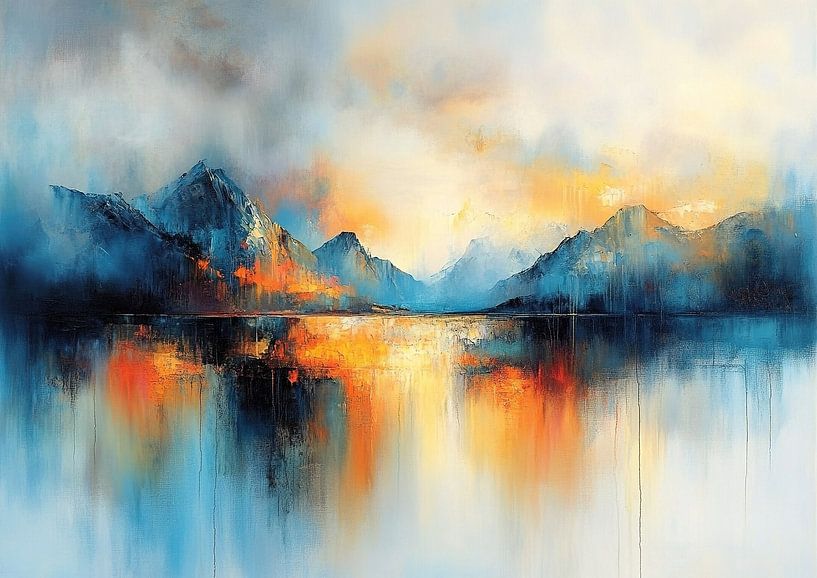 Norwegische Landschaft | Das Flüstern des Nordhimmels von Abstraktes Gemälde