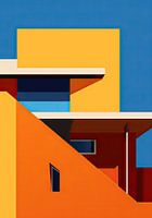 Bauhaus Poster Plakat Blau, Gelb, Orange