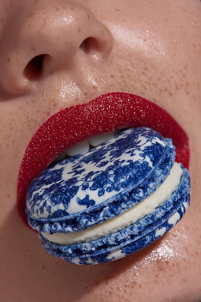 Biss in ein Delfter Blau Macaron von Studio Ypie