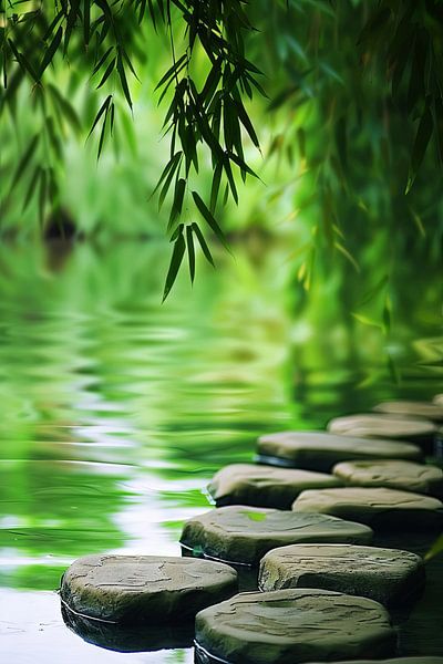 Zen-Garten – Meditative Steine im Wasser von Poster Art Shop