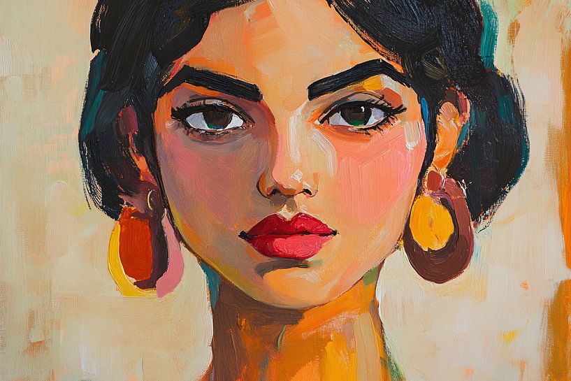 Buntes Porträt einer Frau von Art & Soul Creations