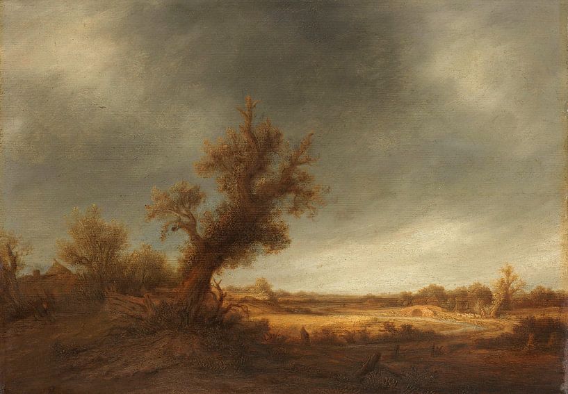 Landscape with old oak tree, Adriaen van Ostade by Masterful Masters
