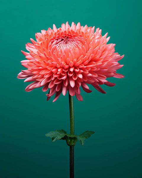 Flower in bright colours, pink on green by Studio Allee