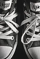 All Star sneakers close-up in black and white