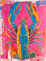 Homard pop art avec techniques mixtes