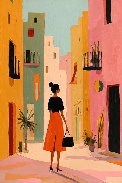 Mediterrane Straße in Pastell von Studio BB