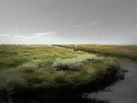 Couleurs des prairies salines en automne (paysage de marais salants)