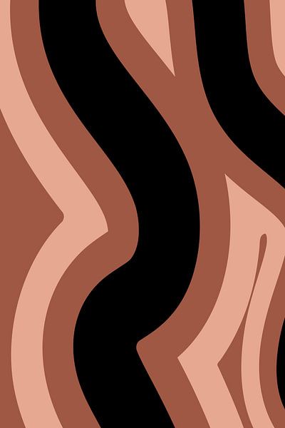 Retro-Wellen: Minimalistische abstrakte Kunst in Terra, Pink und Schwarz Nr. 10 von Dina Dankers