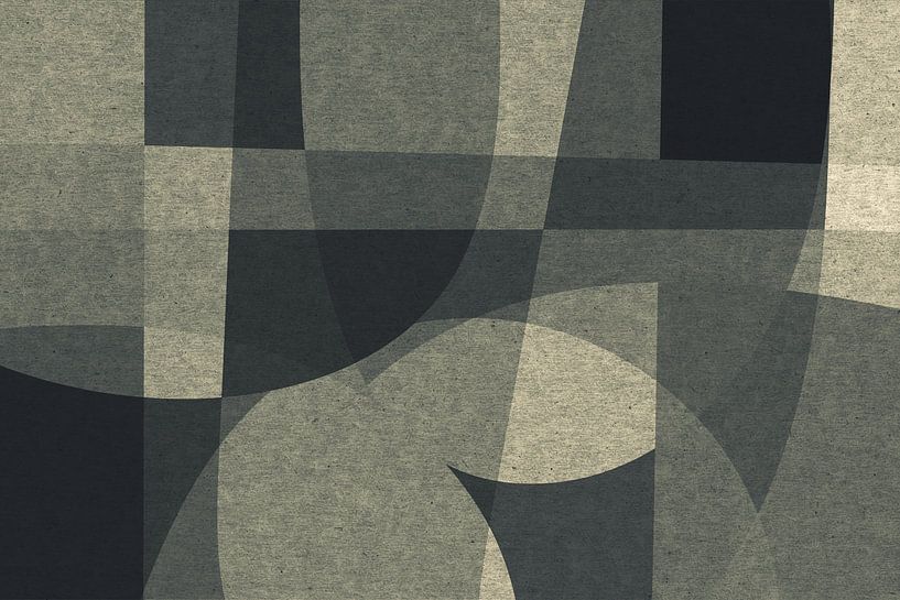 Abstracte organische vormen en lijnen. Geometrische kunst in retro stijl in grijs II van Dina Dankers