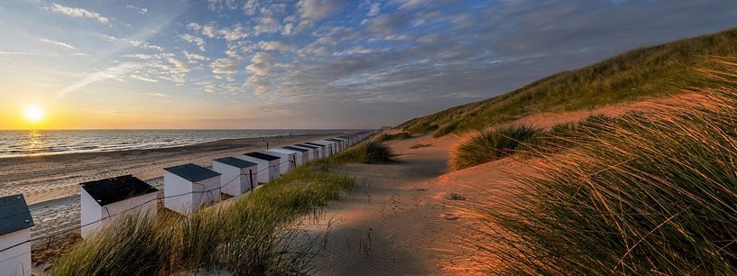 Texel Paal 15 chalets de plage coucher de soleil par Texel360Fotografie Richard Heerschap